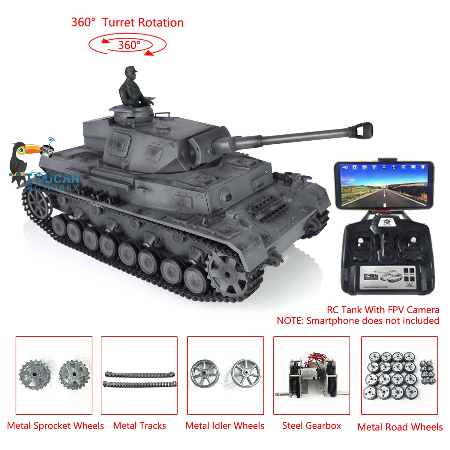 Tamiya 1/16 1/16 Scale R/C Tank DMD Turret Unit With Attachment Parts for  M4 Sherman and King Tiger, 53400-3000