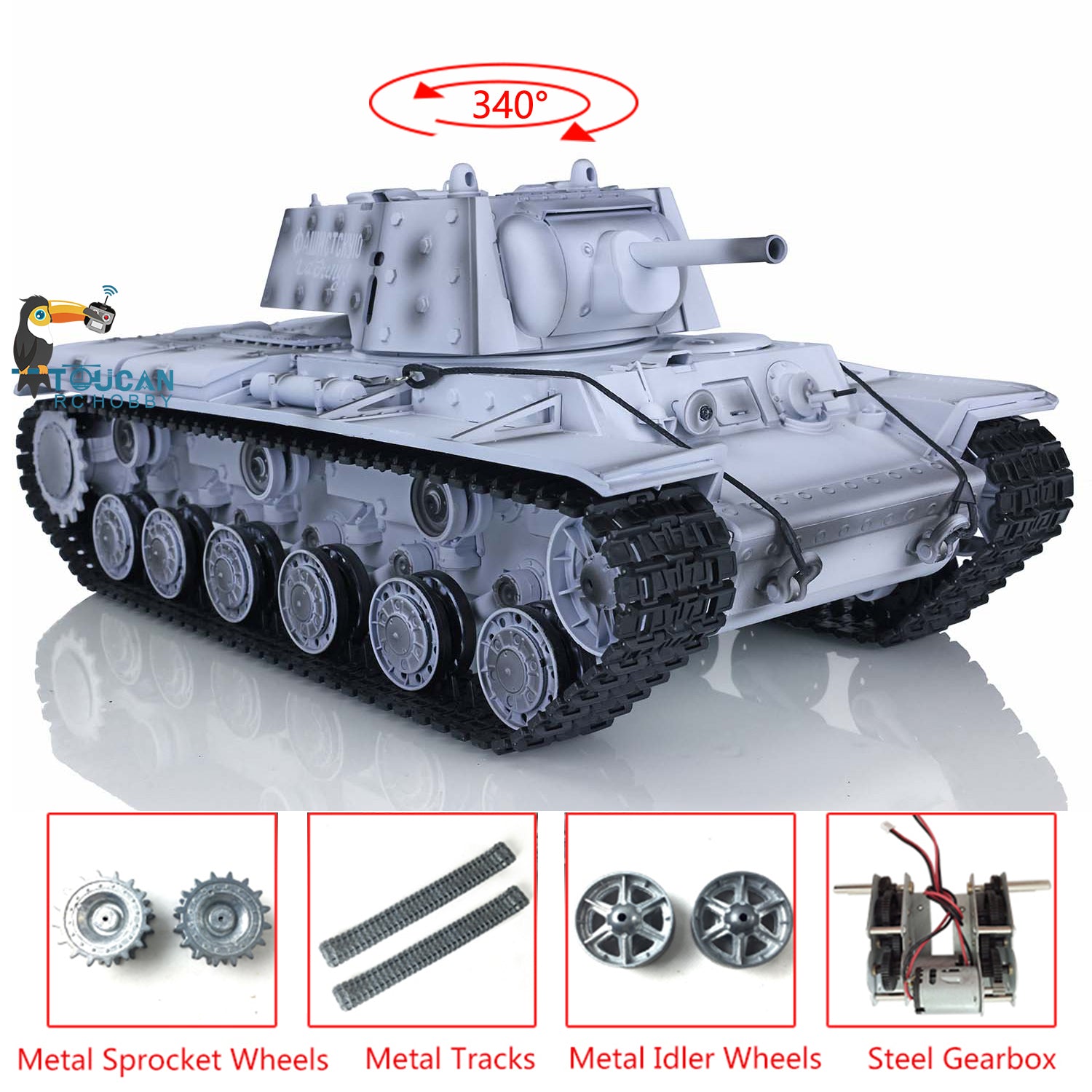 Henglong 1/16 Soviet KV-1 7.0 Version Upgraded 3878 RTR Radio Control Tank  W/ Metal Tracks Idler Sproket Wheel Smoking Gearbox