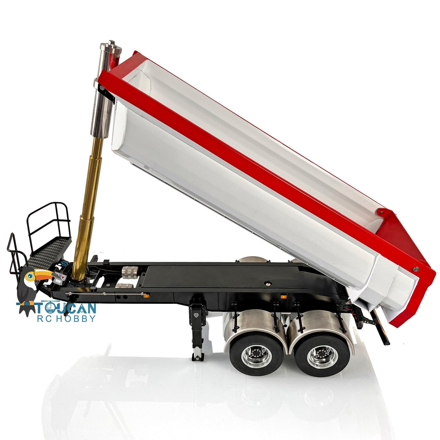 LESU 1/14 Metal Bucket U Type Hopper Hydraulic Semi Trailer Dumper ESC Oil Tank Electric Legs TAMIIYA Truck DIY Cars Model