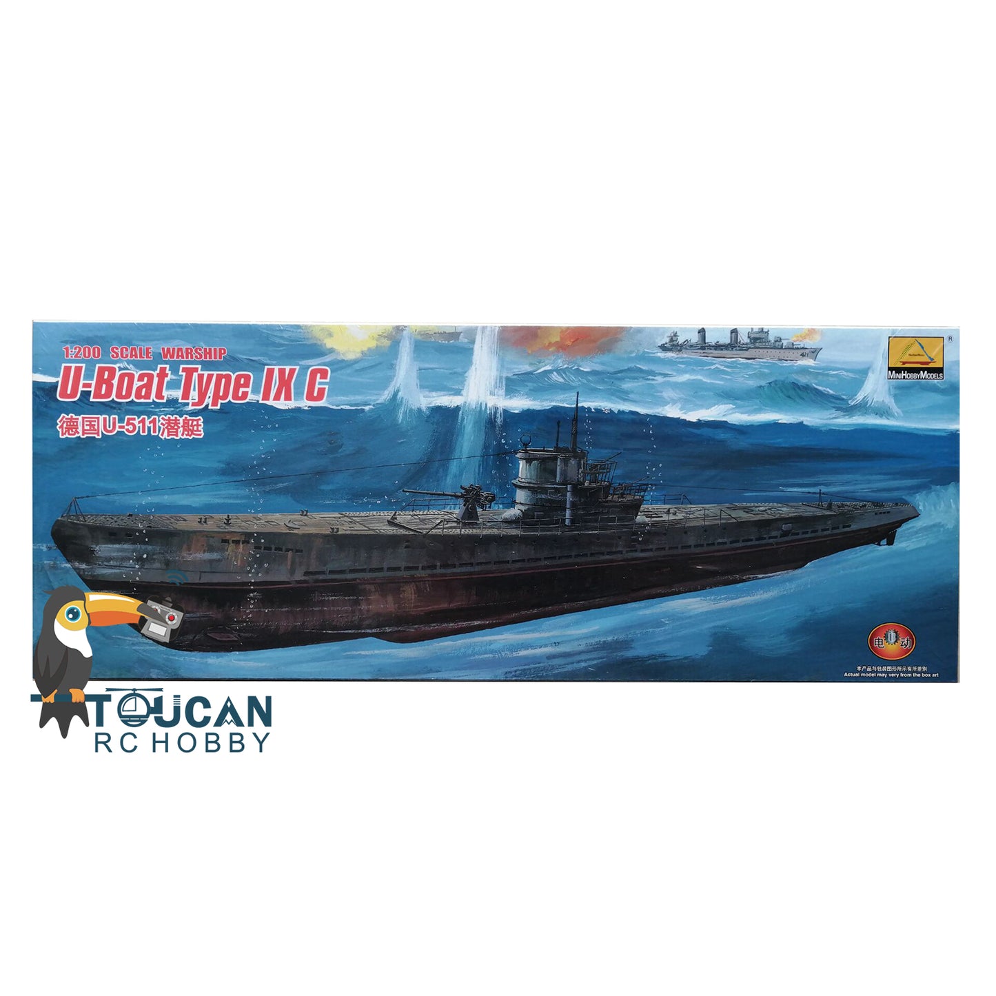 US STOCK MiniHobby 80915 1/200 German U-Boat Type IX C Submarine Model Kit With Motor DIY